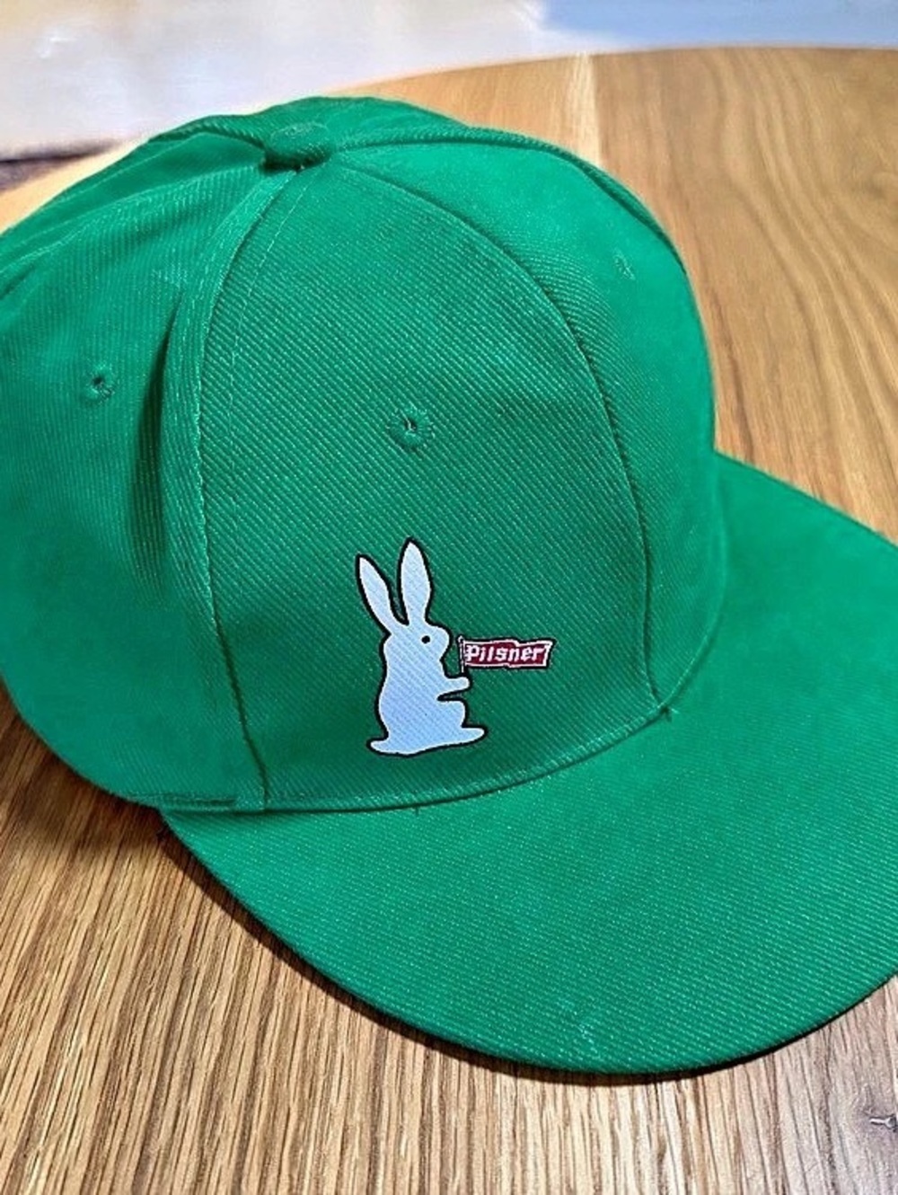 Old Style Pilsner SnapBack Ball Cap Green With Bunny